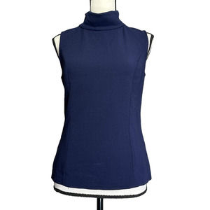 Ralph Lauren Black Label Women' s 10 Sleeveless Turtleneck Navy Blue Preppy